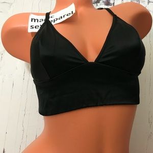 VS L SATIN BRALETTE RACERBACK LACE LONGLINE BLACK